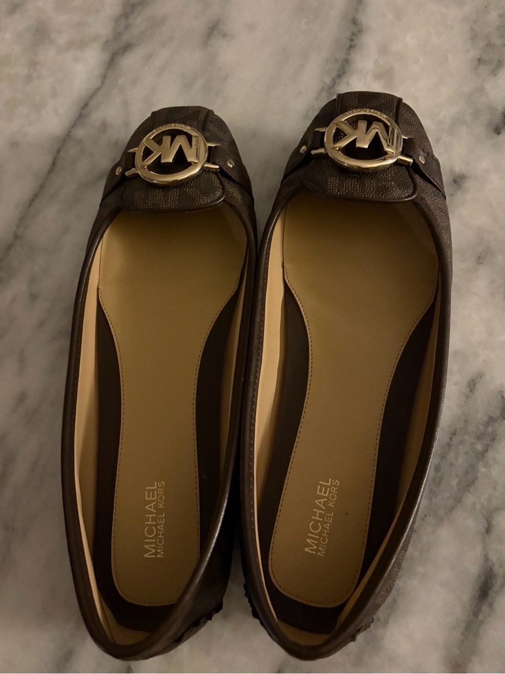 Michael Kors Chocolate Brown MK Logo Slip-On Ballet Flats